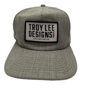 Troy Lee‎ Designs Snapback Hat Mens OSFM Gray New Era Box Logo Patch Cap